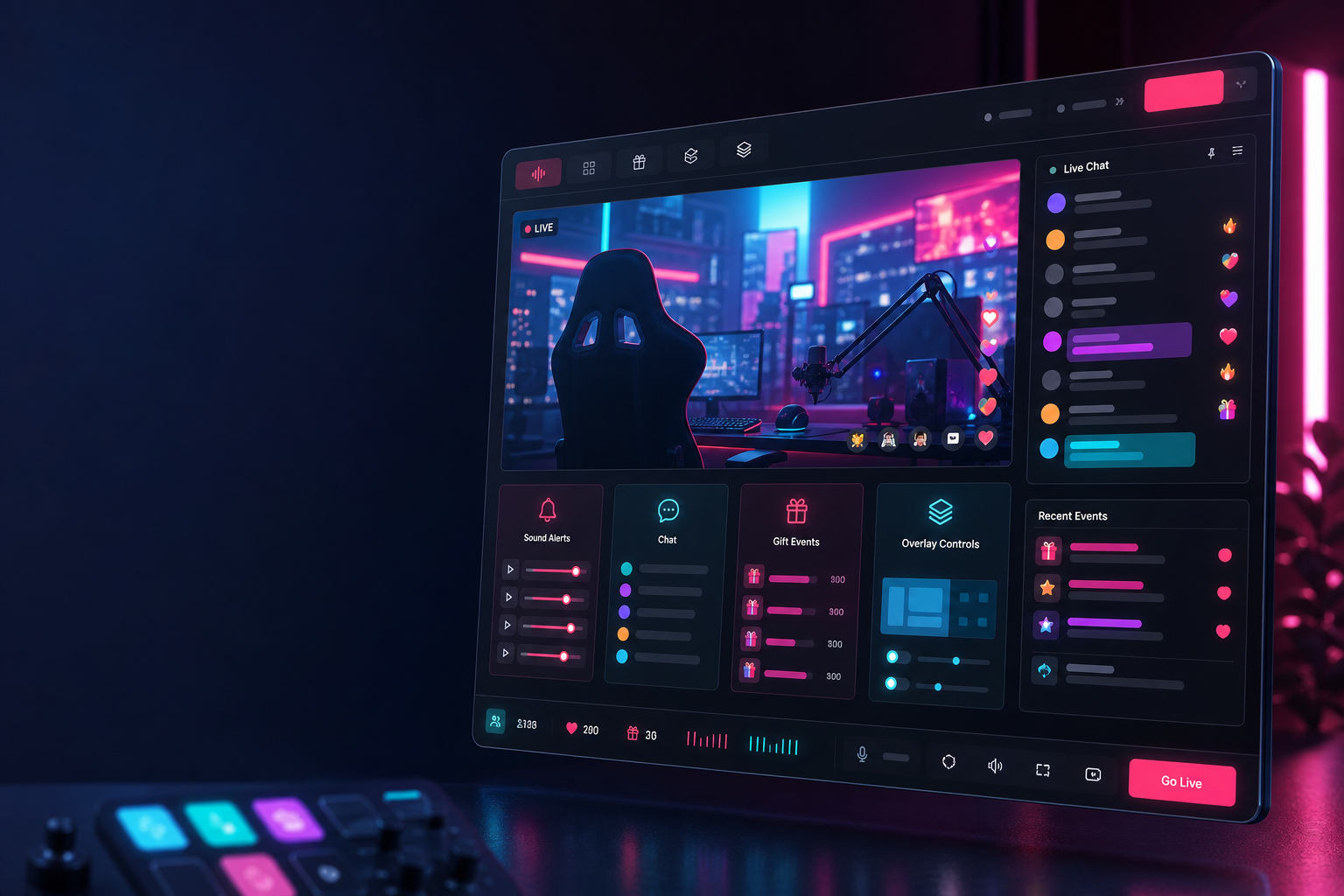 Dashboard livestream neon